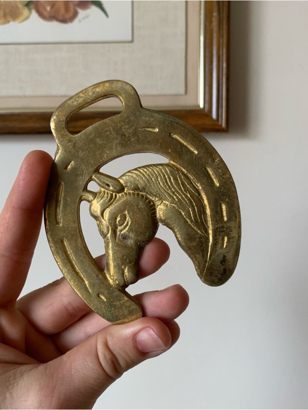Vintage Brass Horseshoe Medallion
